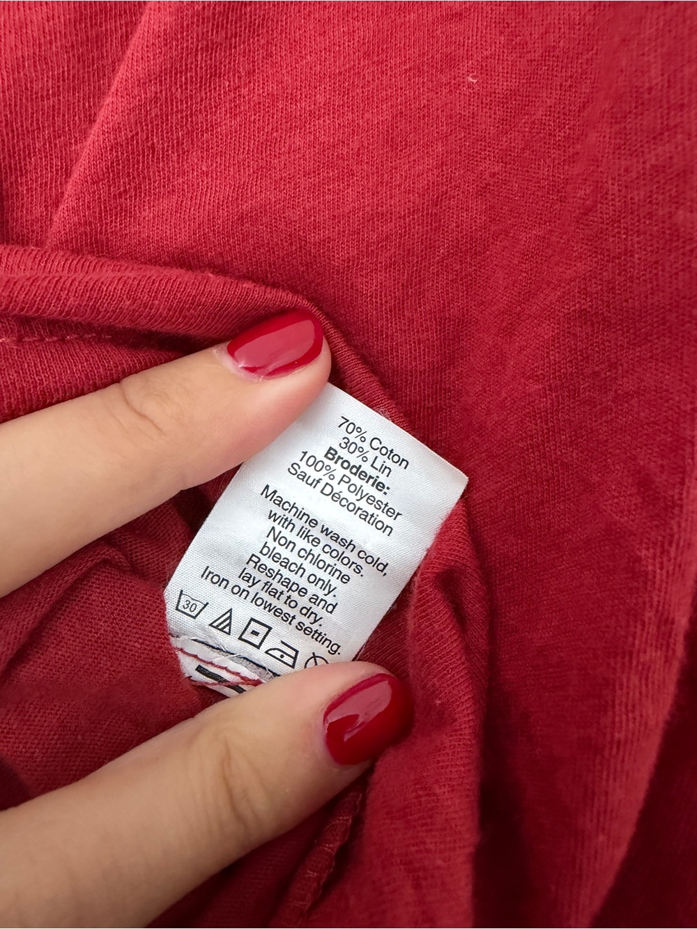 Madewell Red Embroidered V-Neck Women’s Tangier Tee Top - Picture 4 of 5